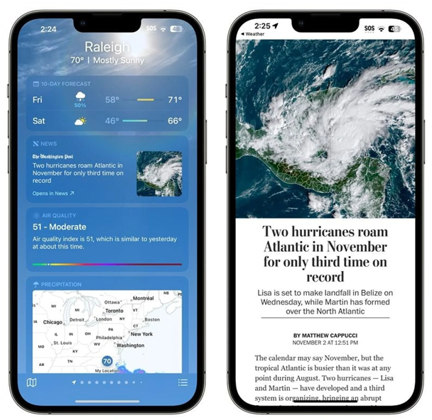 武昌苹果14维修分享iPhone 14手机如何看天气时顺带看新闻 